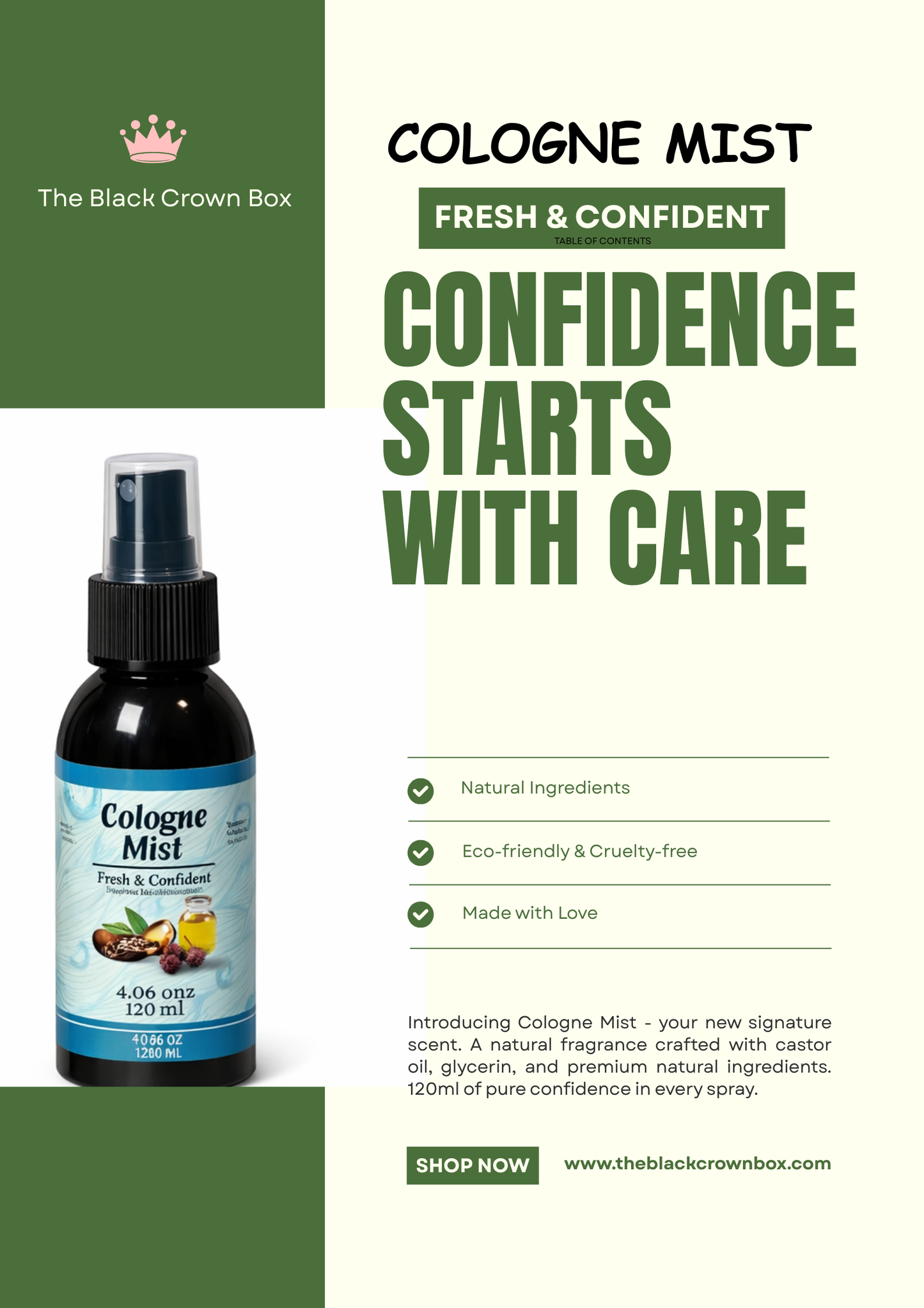 Cologne Mist – Fresh & Confident | Lightweight Daily Fragrance for Teen Boys (120 ml)