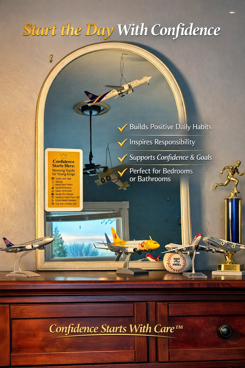 Daily Grooming Routine Mirror Cling for Boys – Confidence Habit Chart