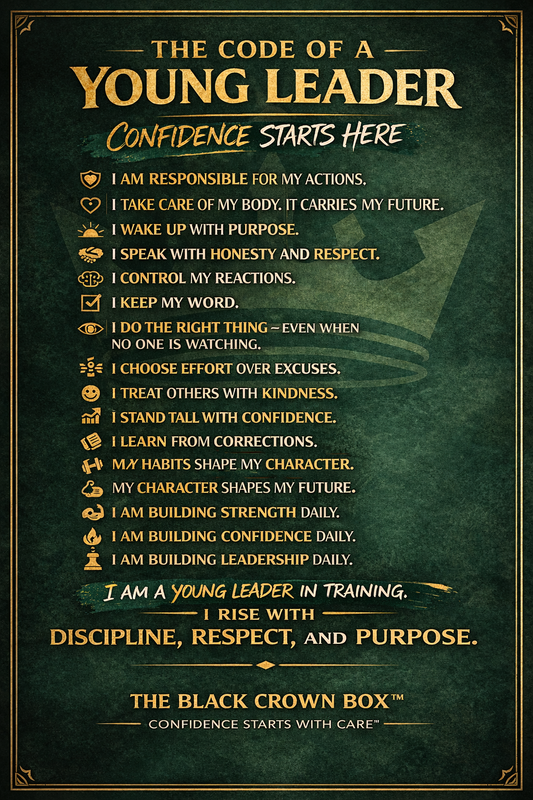 The Code of a Young Leader™ Motivational Wall Poster | GOODVIBRA Empowerment Series | The Black Crown Box